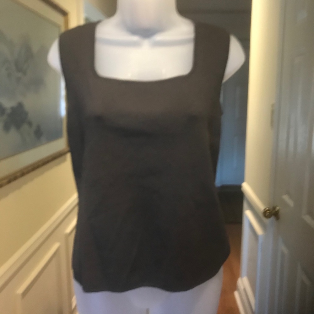 Jones New York - Lady brown rayon s/less top, Size: M